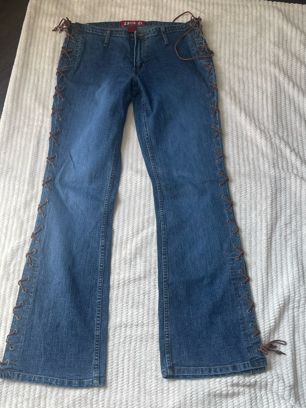 Zana‎ Di Blue Lace-Up Side Denim Jeans Y2K vintage